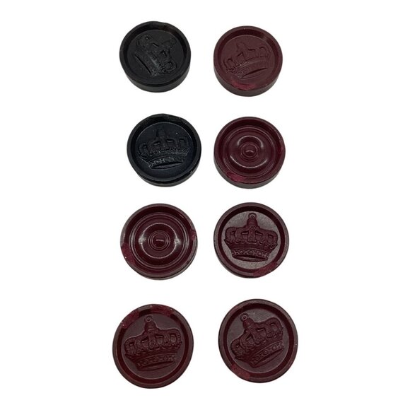 Vintage Crown 24-Piece Red & Black Plastic Checkers Set With Box - Picture 6 of 6